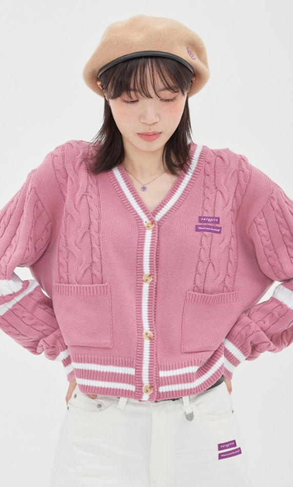 TARGETTO(ターゲット) COMBI CABLE CARDIGAN_DARK PINK