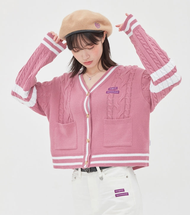 TARGETTO(ターゲット) COMBI CABLE CARDIGAN_DARK PINK