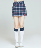 ロマンティッククラウン(ROMANTIC CROWN)  FRONT POCKET CHECK SKIRT_NAVY