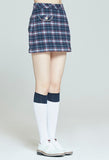 ロマンティッククラウン(ROMANTIC CROWN)  FRONT POCKET CHECK SKIRT_NAVY