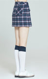 ロマンティッククラウン(ROMANTIC CROWN)  FRONT POCKET CHECK SKIRT_NAVY