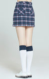 ロマンティッククラウン(ROMANTIC CROWN)  FRONT POCKET CHECK SKIRT_NAVY