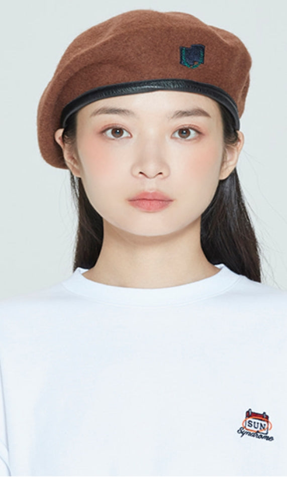 ロマンティッククラウン(ROMANTIC CROWN) LAUREL LOGO BERET_BROWN