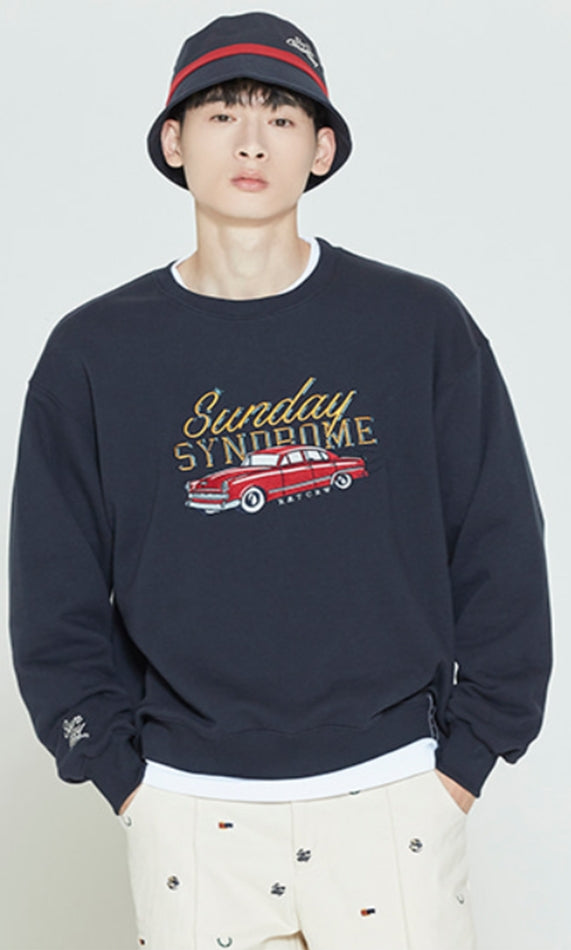 ロマンティッククラウン(ROMANTIC CROWN) SUNDAY SYNDROME CADILLAC SWEATSHIRT_NAVY