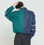 ロマンティッククラウン(ROMANTIC CROWN) SUNDAY SYNDROME COLOR BLOCK SHIRT_NAVY