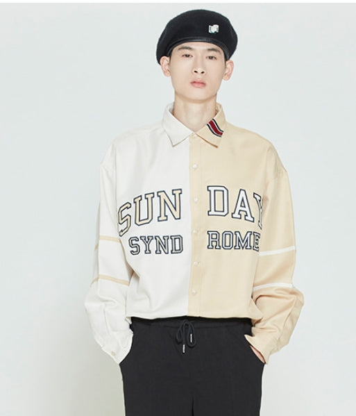 ロマンティッククラウン(ROMANTIC CROWN) SUNDAY SYNDROME COLOR BLOCK SHIRT_OATMEAL