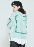 ロマンティッククラウン(ROMANTIC CROWN) LAUREL FRAME HOODIE ZIP UP_LIGHT GREEN