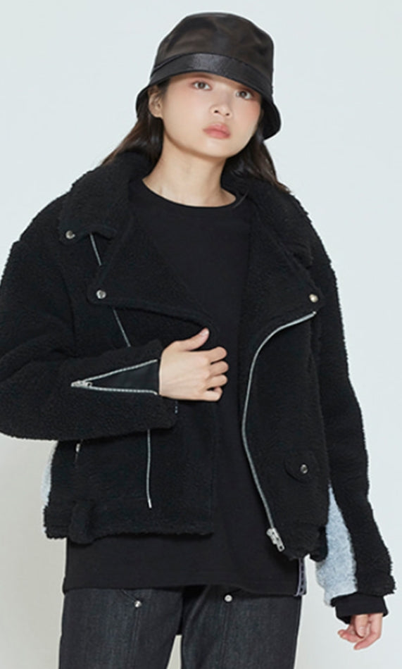 ロマンティッククラウン(ROMANTIC CROWN) HEAVY FLEECE RIDER JACKET_BLACK