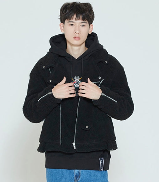ロマンティッククラウン(ROMANTIC CROWN) HEAVY FLEECE RIDER JACKET_BLACK