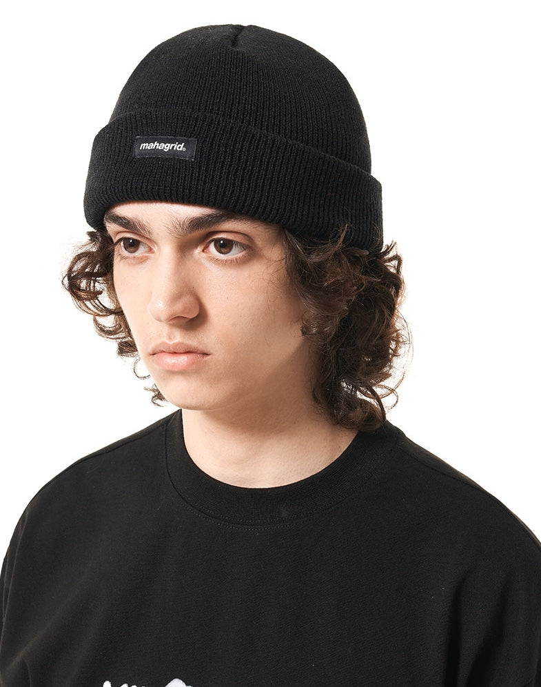 mahagrid (マハグリッド) ORIGIN LOGO SHORT BEANIE [BLACK