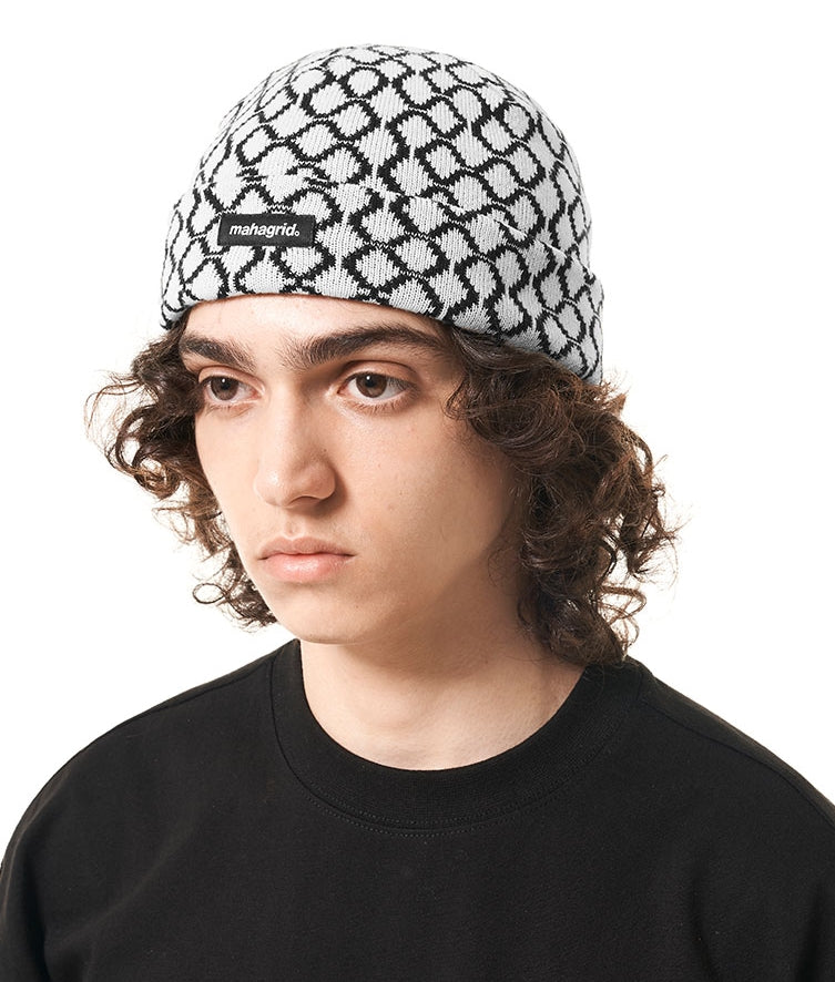 mahagrid (マハグリッド)  TICKET SHORT BEANIE [WHITE]