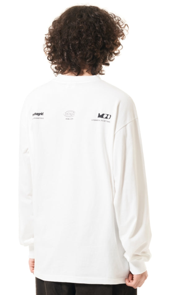 mahagrid (マハグリッド)   MAN LOGO LS TEE [WHITE]
