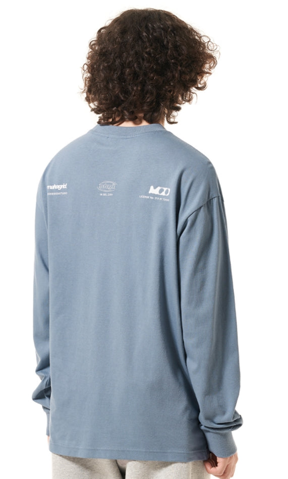 mahagrid (マハグリッド)   MAN LOGO LS TEE [BLUE]