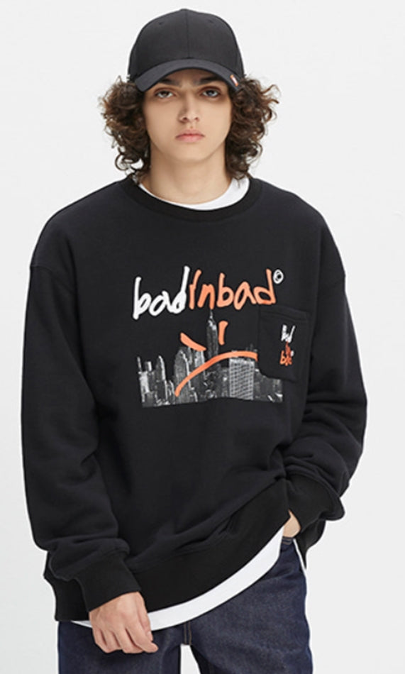 ベドインベド(BADINBAD)  BAD CITY SWEATSHIRT_BLACK