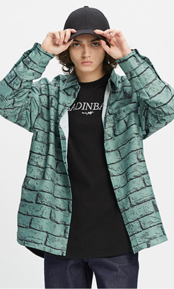 ベドインベド(BADINBAD)  BRICK SHIRT_SAGE GREEN