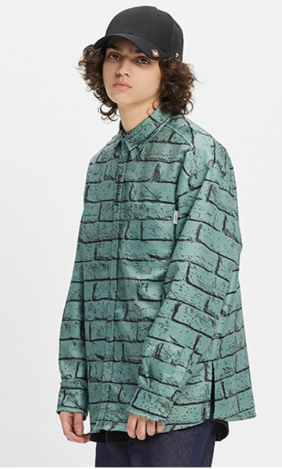 ベドインベド(BADINBAD)  BRICK SHIRT_SAGE GREEN