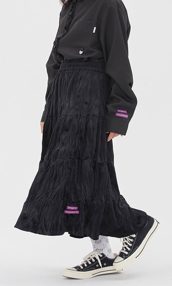 TARGETTO(ターゲット) WRINKLE VELVET FLARE SKIRT_Black
