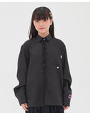 TARGETTO(ターゲット) FRONT FRILL LONG SHIRT_Black