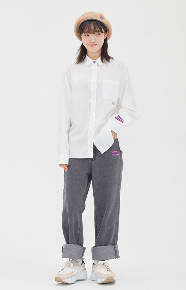 TARGETTO(ターゲット) FRONT FRILL LONG SHIRT_White