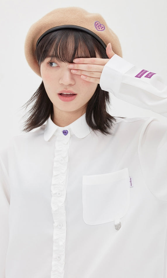 TARGETTO(ターゲット) FRONT FRILL LONG SHIRT_White