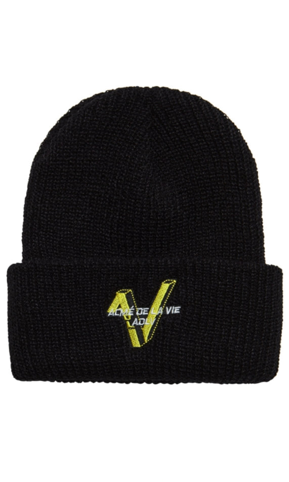 アクメドラビ(acme' de la vie) ADLV V SYMBOL LOGO BEANIE BLACK