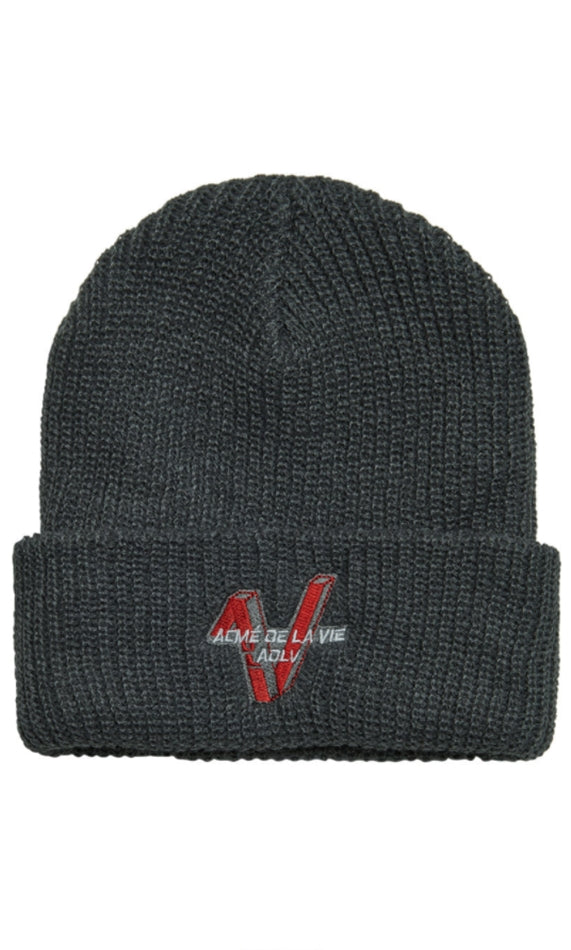 アクメドラビ(acme' de la vie) ADLV V SYMBOL LOGO BEANIE CHARCOAL