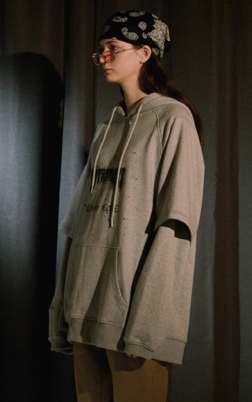 ORDINARY PEOPLE(オーディナリーピープル)   DOUBLE LAYERED GREY HOODIE