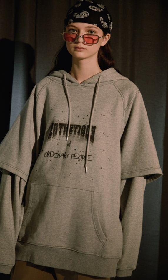 ORDINARY PEOPLE(オーディナリーピープル)   DOUBLE LAYERED GREY HOODIE