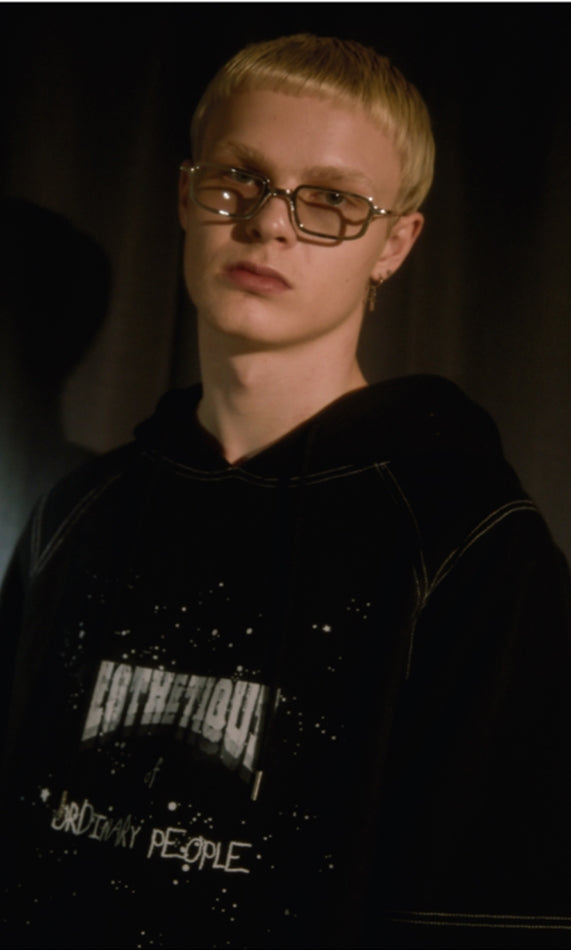 ORDINARY PEOPLE(オーディナリーピープル)   DOUBLE LAYERED BLACK HOODIE