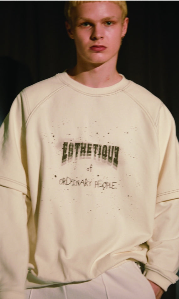 ORDINARY PEOPLE(オーディナリーピープル) DOUBLE LAYERED WHITE SWEATSHIRTS