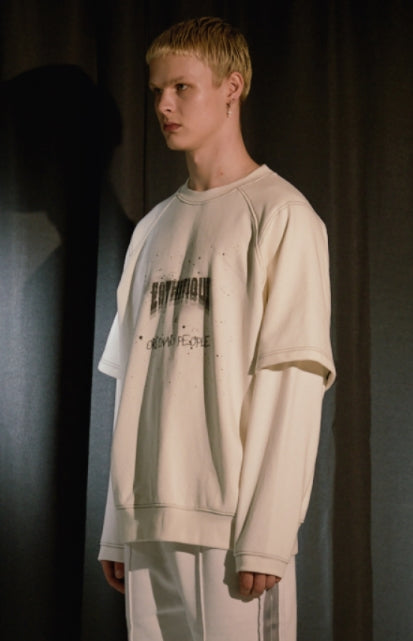ORDINARY PEOPLE(オーディナリーピープル) DOUBLE LAYERED WHITE SWEATSHIRTS