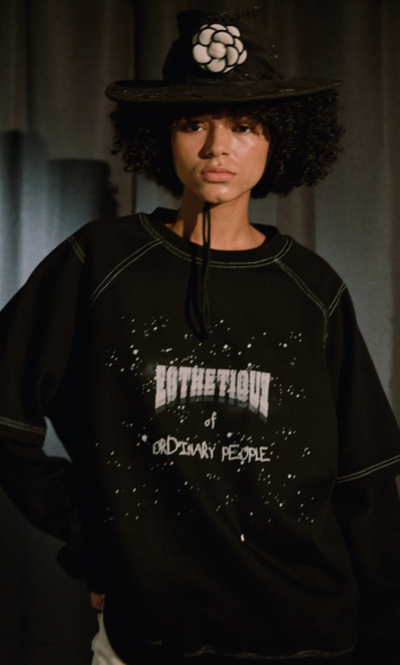 ORDINARY PEOPLE(オーディナリーピープル) DOUBLE LAYERED BLACK SWEATSHIRTS