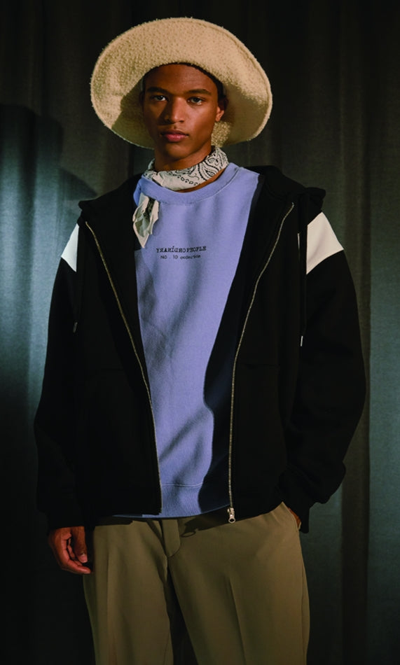 ORDINARY PEOPLE(オーディナリーピープル) WHITE WING POINT BLACK ZIP-UP