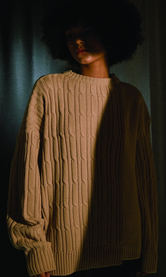 ORDINARY PEOPLE(오디너리 피플) COLOR-TEXTURE MIXED IVORY&BEIGE SWEATER