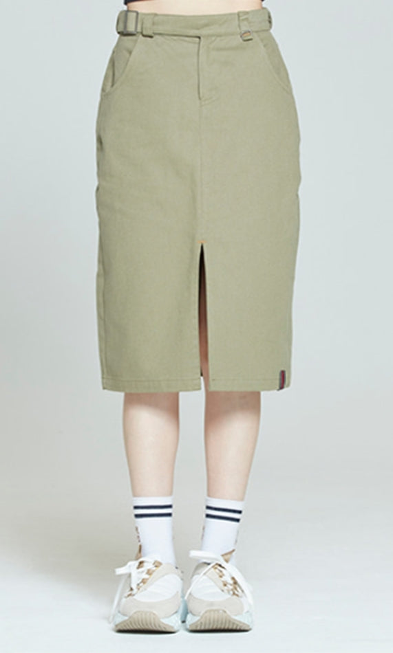 ロマンティッククラウン(ROMANTIC CROWN)     FRONT PLACKET SKIRT_KHAKI