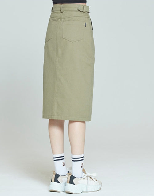 ロマンティッククラウン(ROMANTIC CROWN)     FRONT PLACKET SKIRT_KHAKI