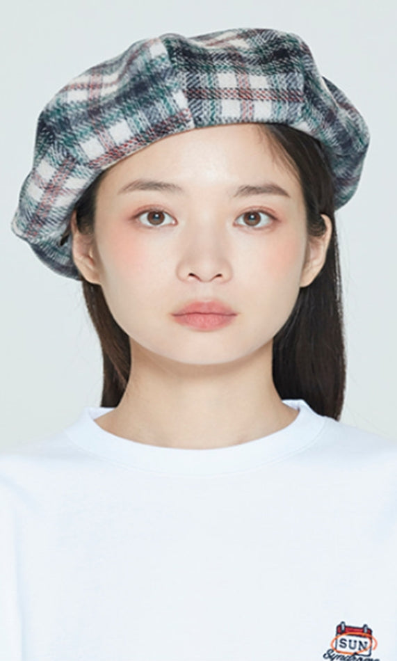 ロマンティッククラウン(ROMANTIC CROWN)  CLASSIC CHECK NEWS BOY CAP_OATMEAL