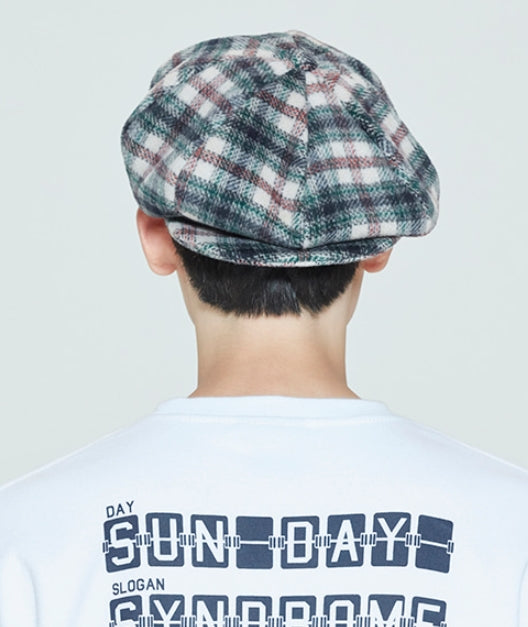 ロマンティッククラウン(ROMANTIC CROWN)  CLASSIC CHECK NEWS BOY CAP_OATMEAL