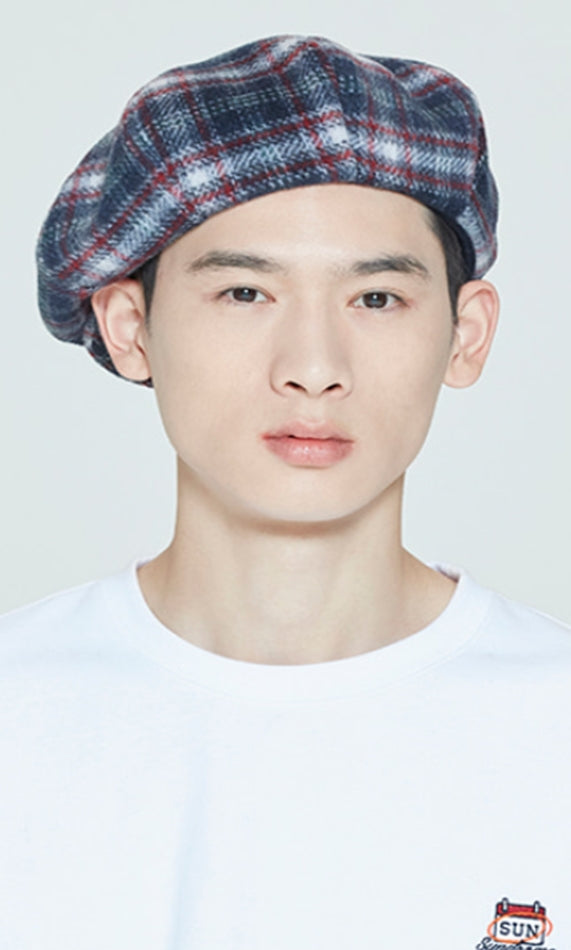 ロマンティッククラウン(ROMANTIC CROWN)  CLASSIC CHECK NEWS BOY CAP_NAVY