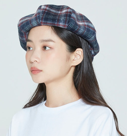 ロマンティッククラウン(ROMANTIC CROWN)  CLASSIC CHECK NEWS BOY CAP_NAVY