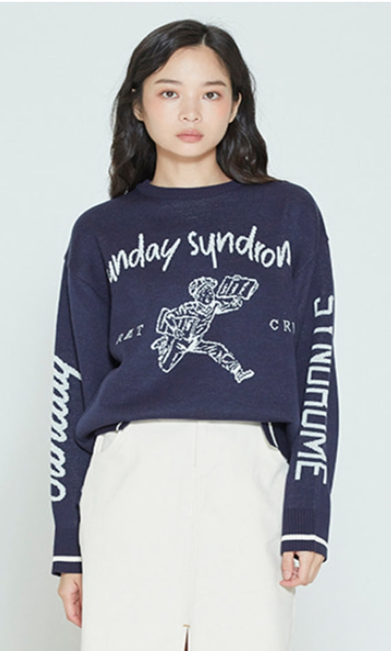 ロマンティッククラウン(ROMANTIC CROWN) SUNDAY NEWS BOY KNITWEAR_NAVY