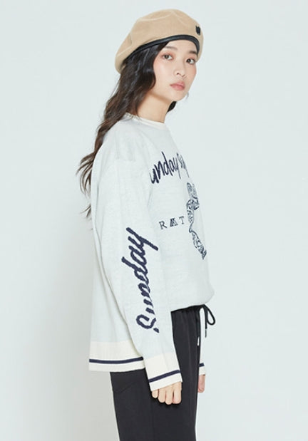 ロマンティッククラウン(ROMANTIC CROWN) SUNDAY NEWS BOY KNITWEAR_OATMEAL