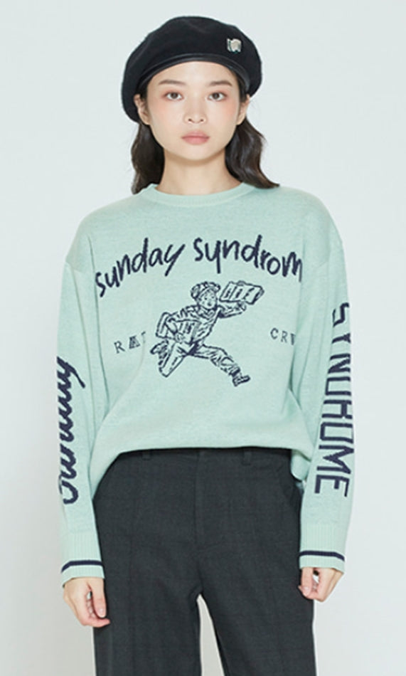 ロマンティッククラウン(ROMANTIC CROWN) SUNDAY NEWS BOY KNITWEAR_LIGHT GREEN