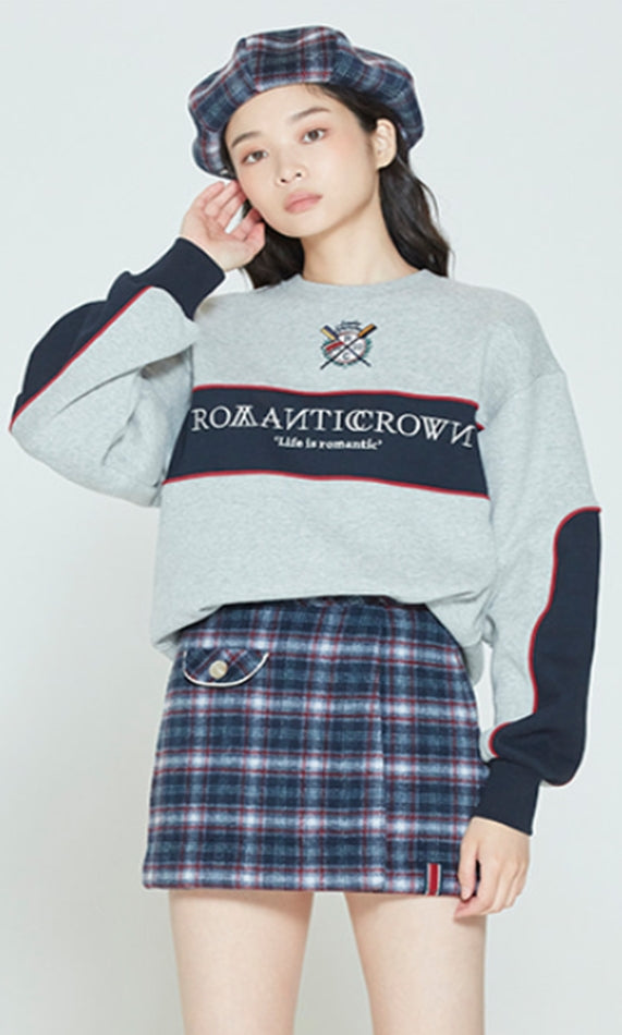 ロマンティッククラウン(ROMANTIC CROWN) PADDLING LOGO PIPING SWEATSHIRT_GREY