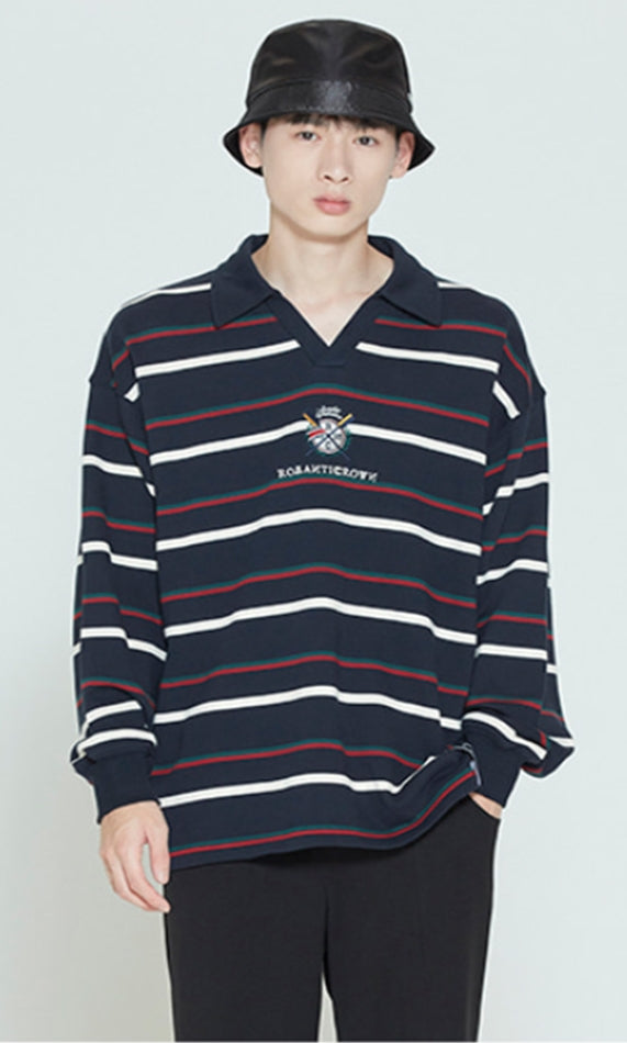 ロマンティッククラウン(ROMANTIC CROWN) PADDLING LOGO POLO SHIRT_NAVY