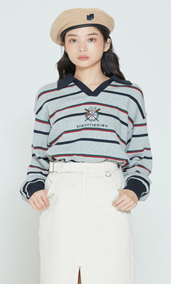 ロマンティッククラウン(ROMANTIC CROWN) PADDLING LOGO POLO SHIRT_GREY