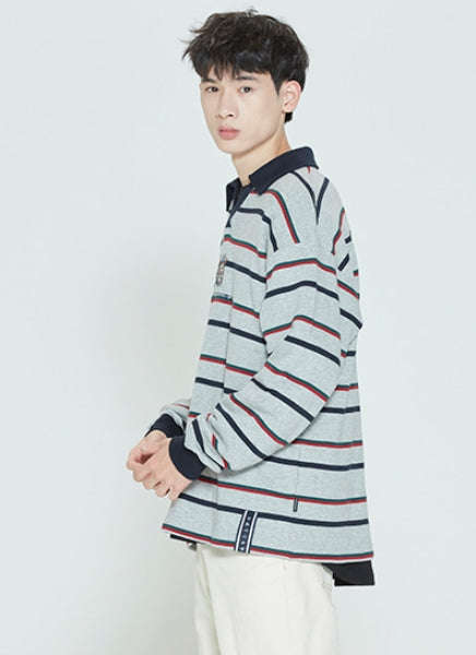 ロマンティッククラウン(ROMANTIC CROWN) PADDLING LOGO POLO SHIRT_GREY