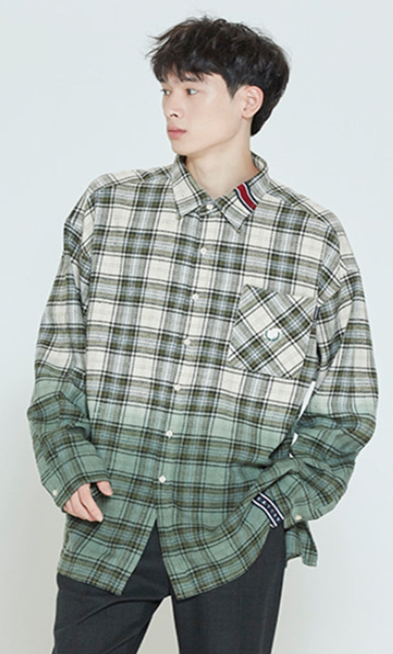 ロマンティッククラウン(ROMANTIC CROWN) GRADATION CHECK SHIRT_KHAKI
