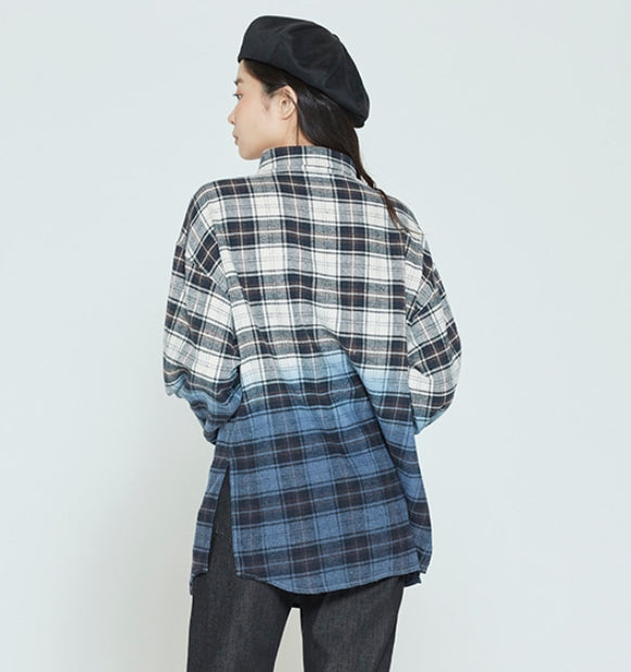 ロマンティッククラウン(ROMANTIC CROWN) GRADATION CHECK SHIRT_NAVY