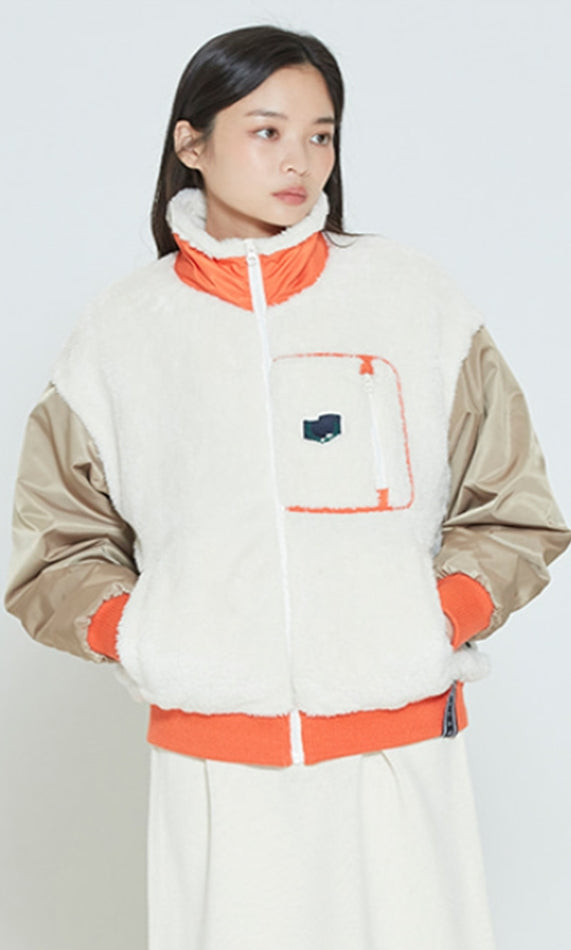 ロマンティッククラウン(ROMANTIC CROWN) COLOR SCHEME FLEECE JACKET_BEIGE